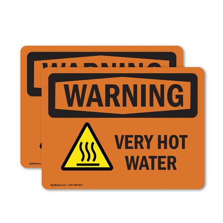 Signmission Hot Surface Sign, 18 in H x 24 in W, Vinyl Decal, Very Hot Water With Symbol OS-2PACK-WS-D-1824-L-12449